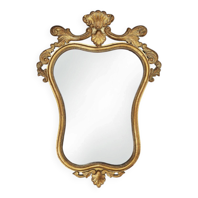 Miroir baroque belge du 20e siècle en bois doré, années 1950