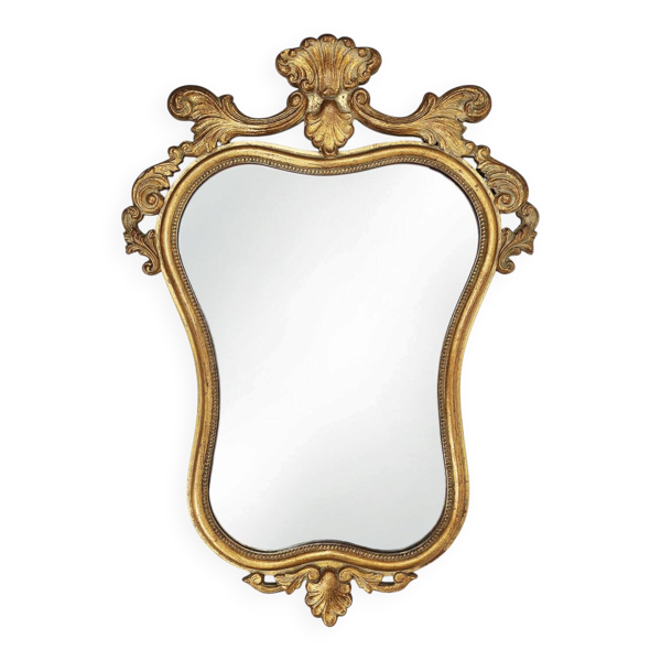 Miroir baroque belge du 20e siècle en bois doré, années 1950