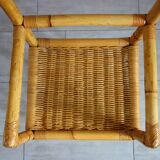 Vintage bamboo rattan high stool