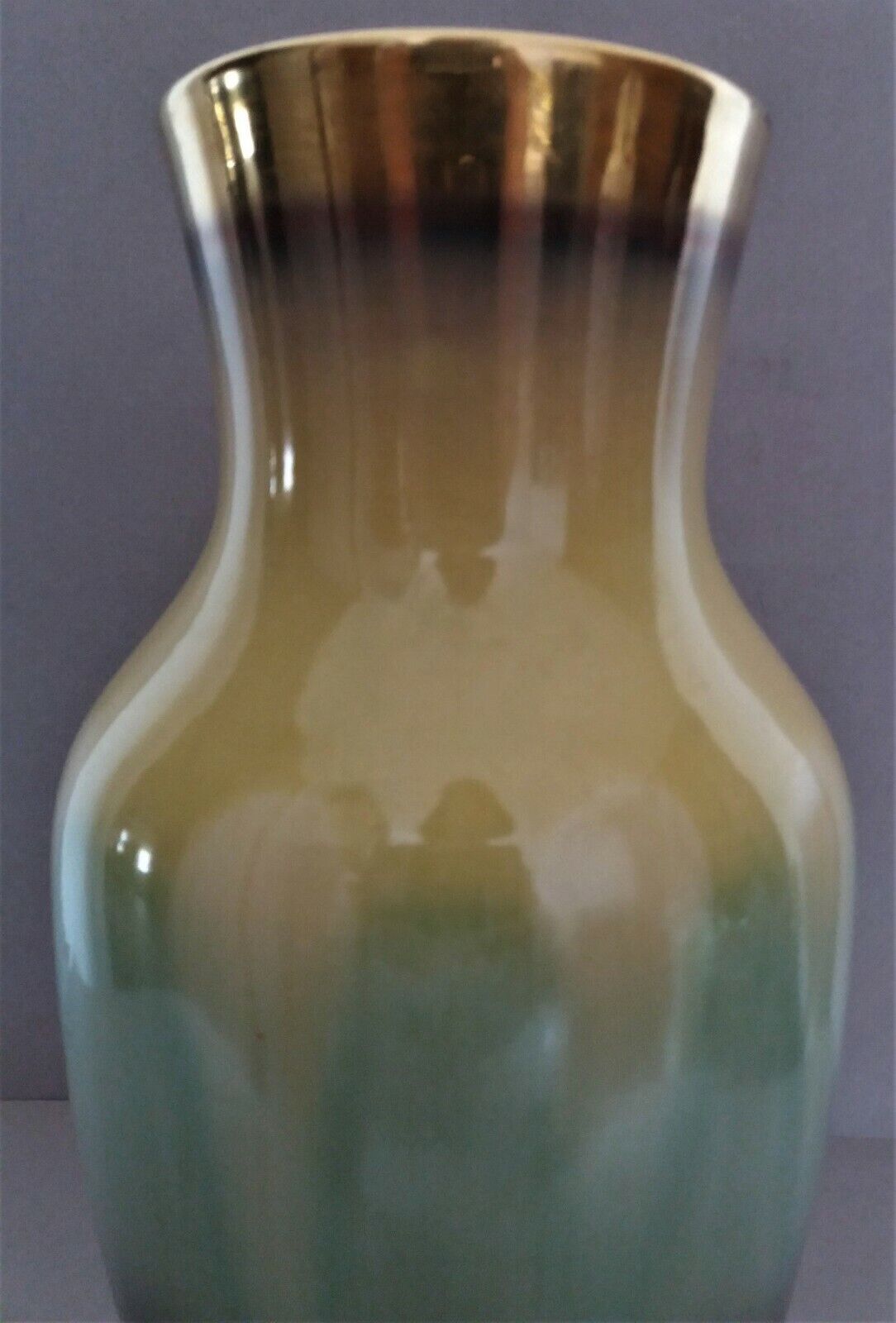 Vintage earthenware vase gold border marked Germany