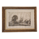 gravure eau forte fin XIXe, paysage rural