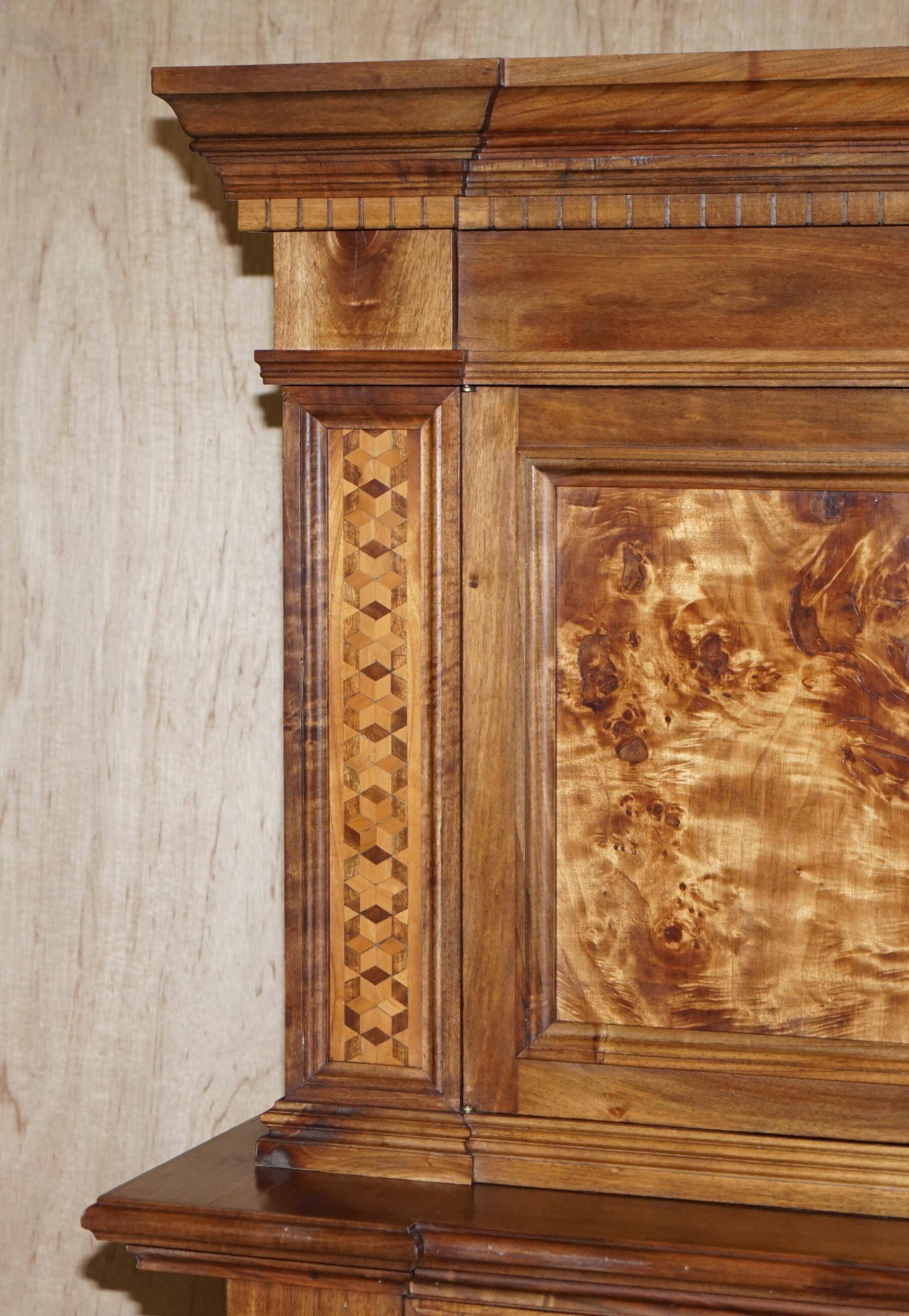 Italian Governess Buffet in Burr Pippy Oak with Geometric Marquetry