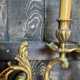 Pair of vintage gilded bronze wall lights