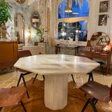 Octagonal travertine table 1970