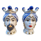 Coppia di Teste di moro siciliane in ceramica