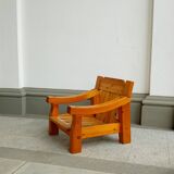 brutalistic swedish armchair  in pine from the 70s