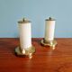 Pair of Mid-Century bedside lamps in brass and cream opaline, 1950.
