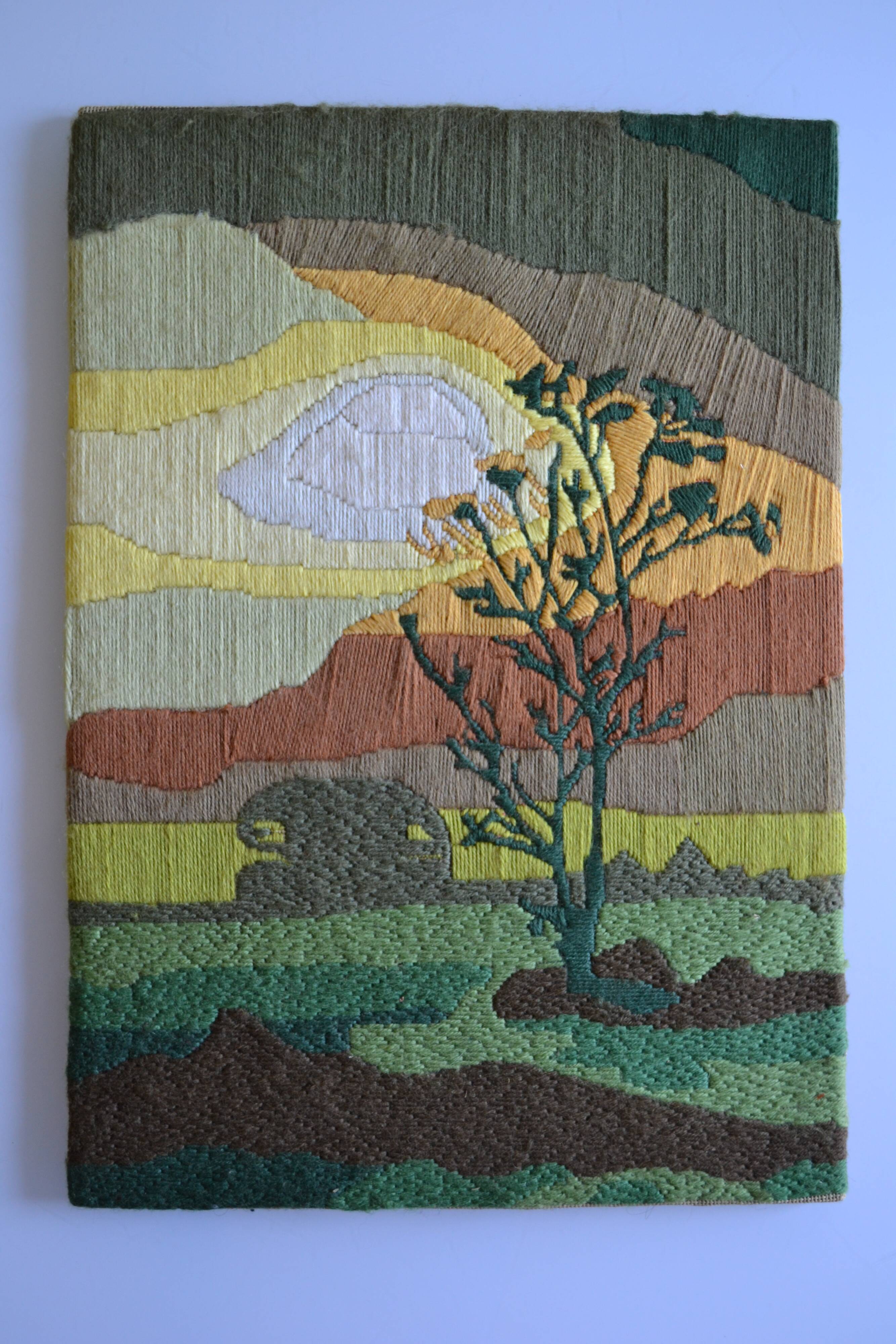 Tapisserie vintage 70's de Françoise Leroux 46x32 cm