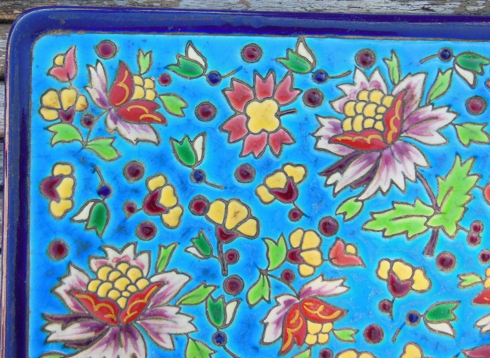 CLOISONNÉ DE LONGWY SOUS PLATE - RARE DÉCOR by LONGWY