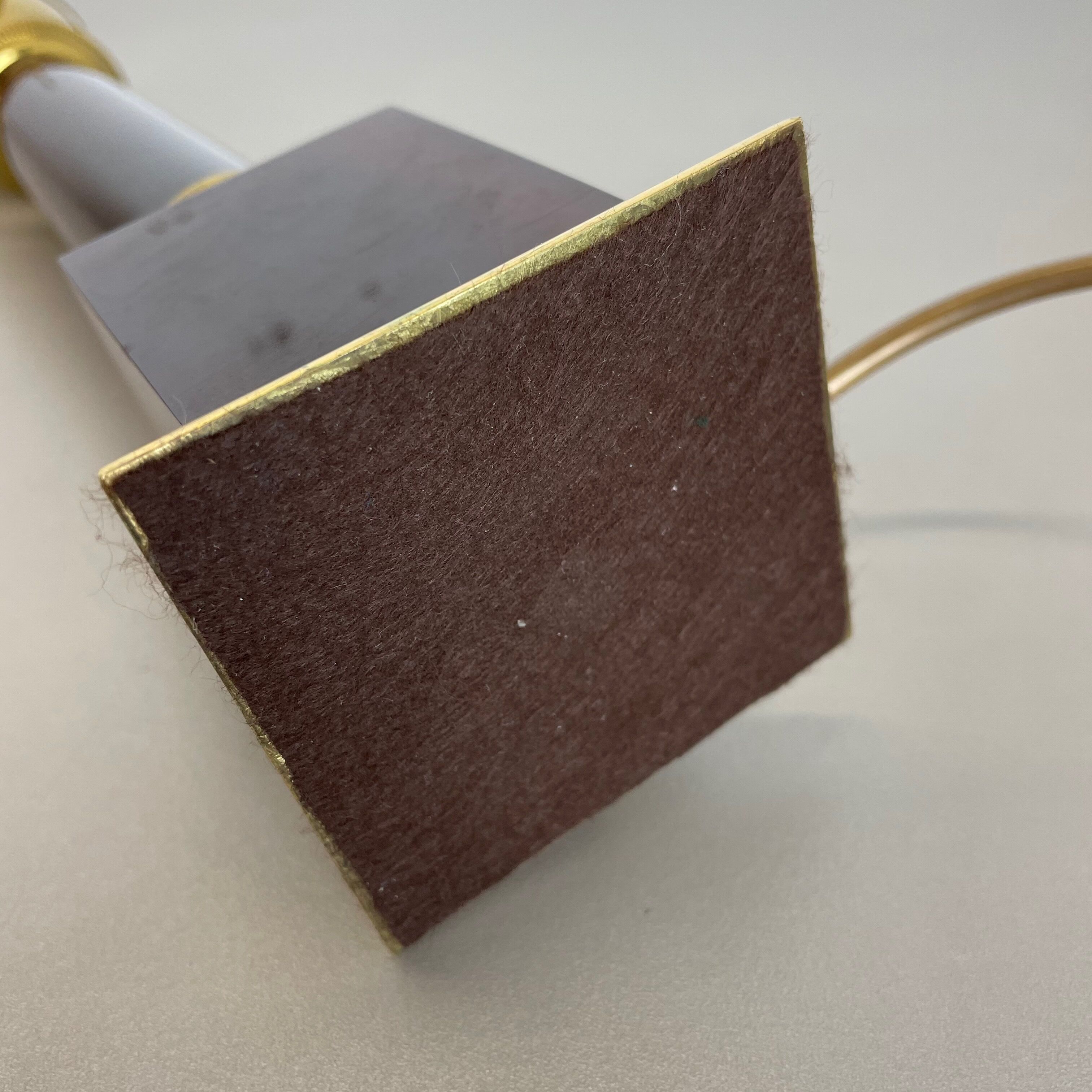 Rare Modernist Red Catalina and Brass Tube Table Light, Italy, 1960s