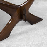 Table basse scandinave en noyer Condoren verre Örebro, années 1960