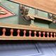 Italian floor patina green 1900 wood turns polychromy