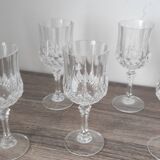 6 crystal wine glasses on a stem from Arques, Longchamps model. Capacity 12.