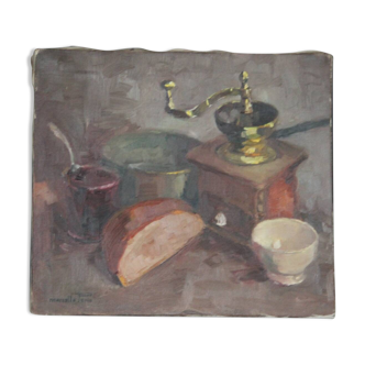 Nature morte au petit déjeuner tableau hst45 x 50