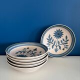 Set of 6 Longchamp blue flower soup plates