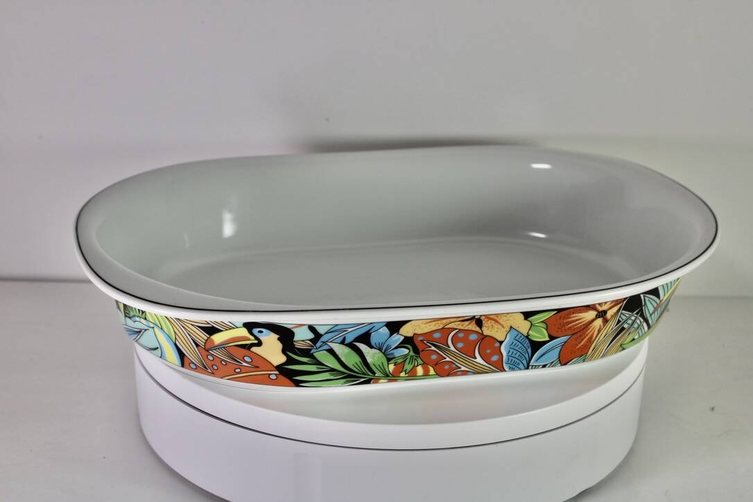 Plat Pillivuyt Toucan porcelaine Paris 1980