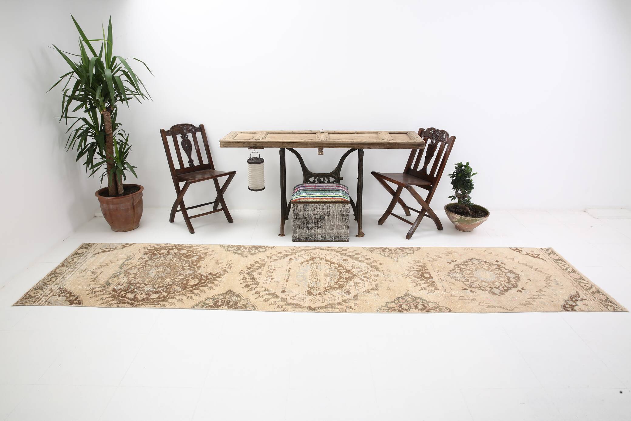 3x12 Brown & Beige Classic Persian Runner Rug, 90x379Cm