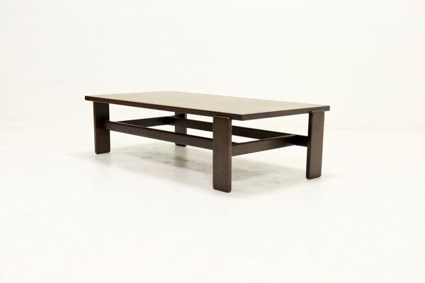Table à café en bois massif de Wenge asymétrique des années 1960