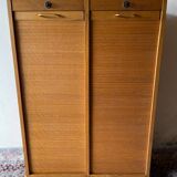 Vintage 70s double curtain filing cabinet