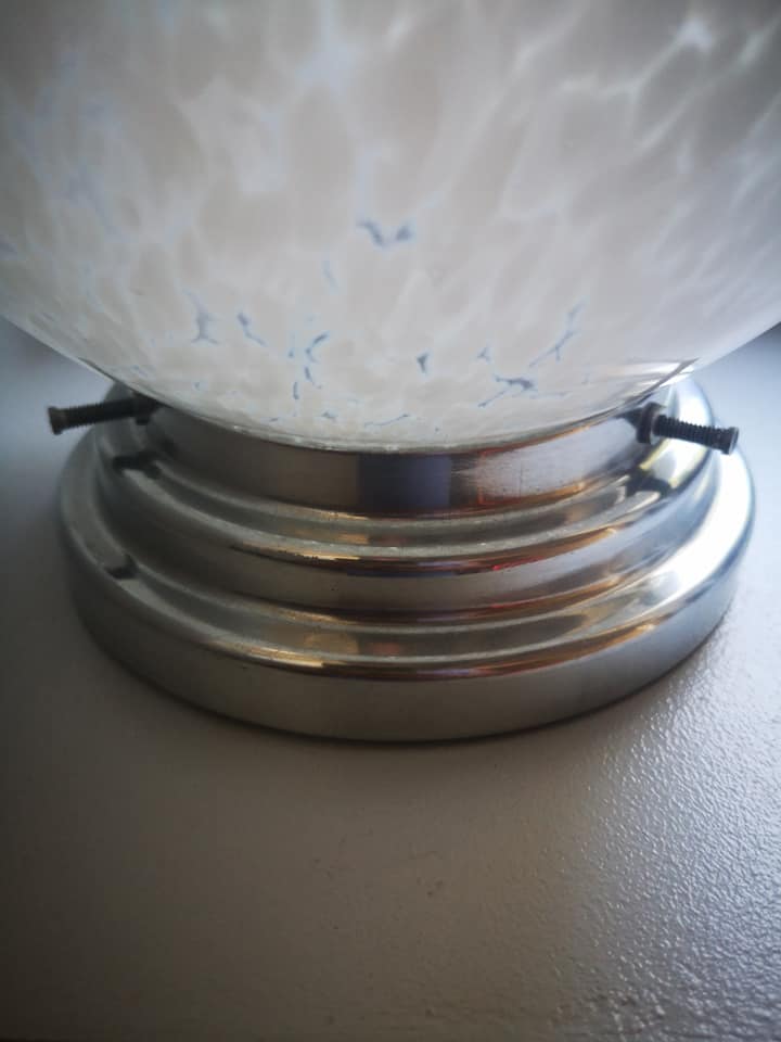 Ceiling light globe ball lampshade white opaline Clichy speckled