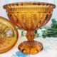 Molded amber glass drageoir
