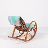 Fauteuil à bascule italien en rotin, 1960