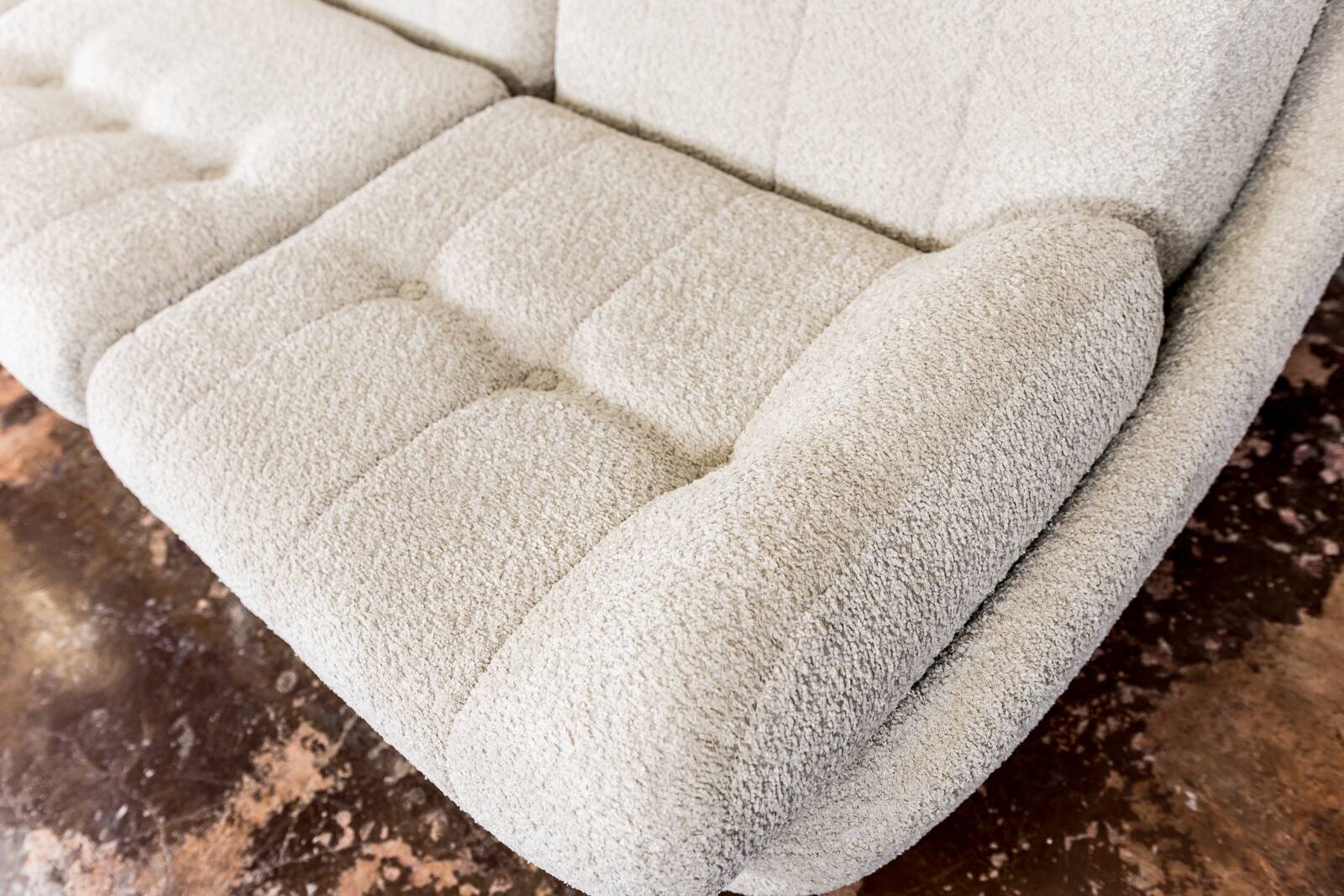 Customizable space age 3 seater sofa Atlantis in beige boucle 1970's, czechoslovakia