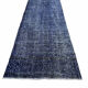 Distressed Turkish Narrow Runner 316 X 98 cm Wool Vintage rug, Over-dyed Navy Blue