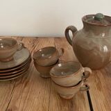 Stoneware teapot and cups