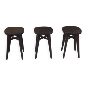 3 tabourets en hêtre - 1950