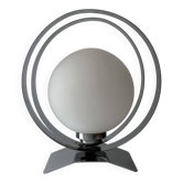 Lampe de table vintage, chrome et opaline, France 1970