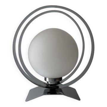 Vintage table lamp, chrome and opaline, France 1970s