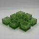 Set of 8 vintage green pressed glass candle holders