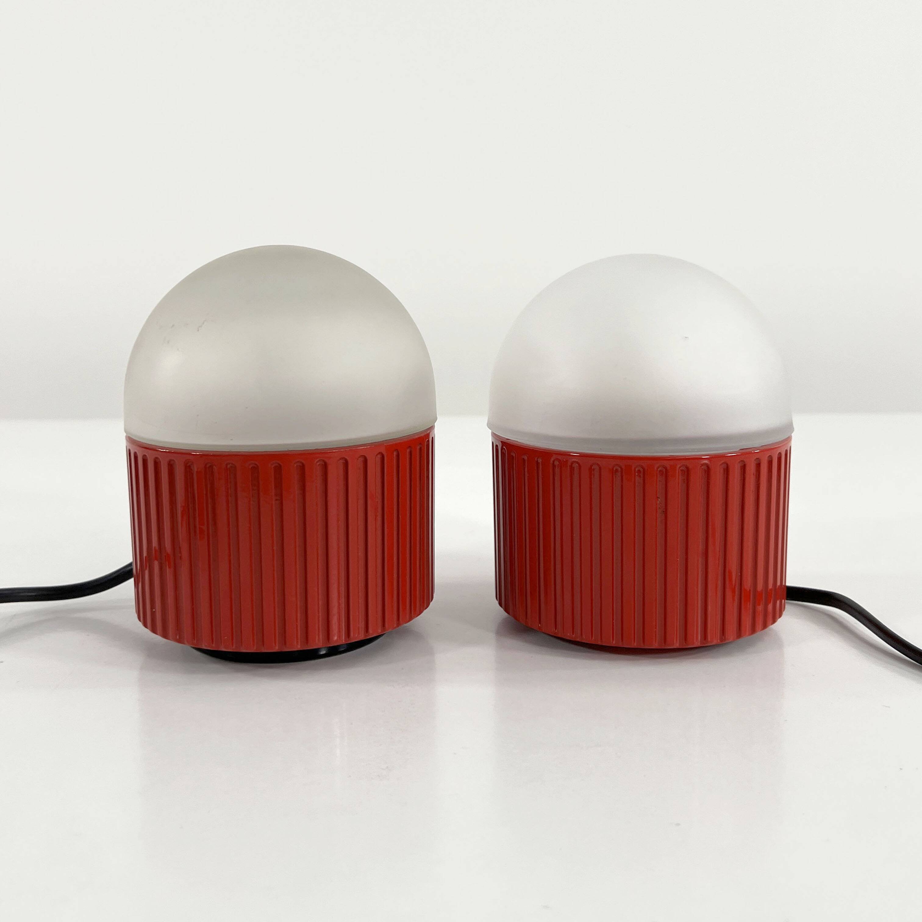 Pair of Red Bulbo Lamps by Barbieri & Marianelli for Tronconi, 1980