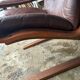 Scandinavian leather and wood armchair Kengu armchair Elsa & Nordahl Solheim- Rykken