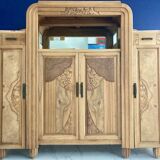 Magnificent Art Deco sideboard, Burl walnut, Original bronze handles, Numbered.