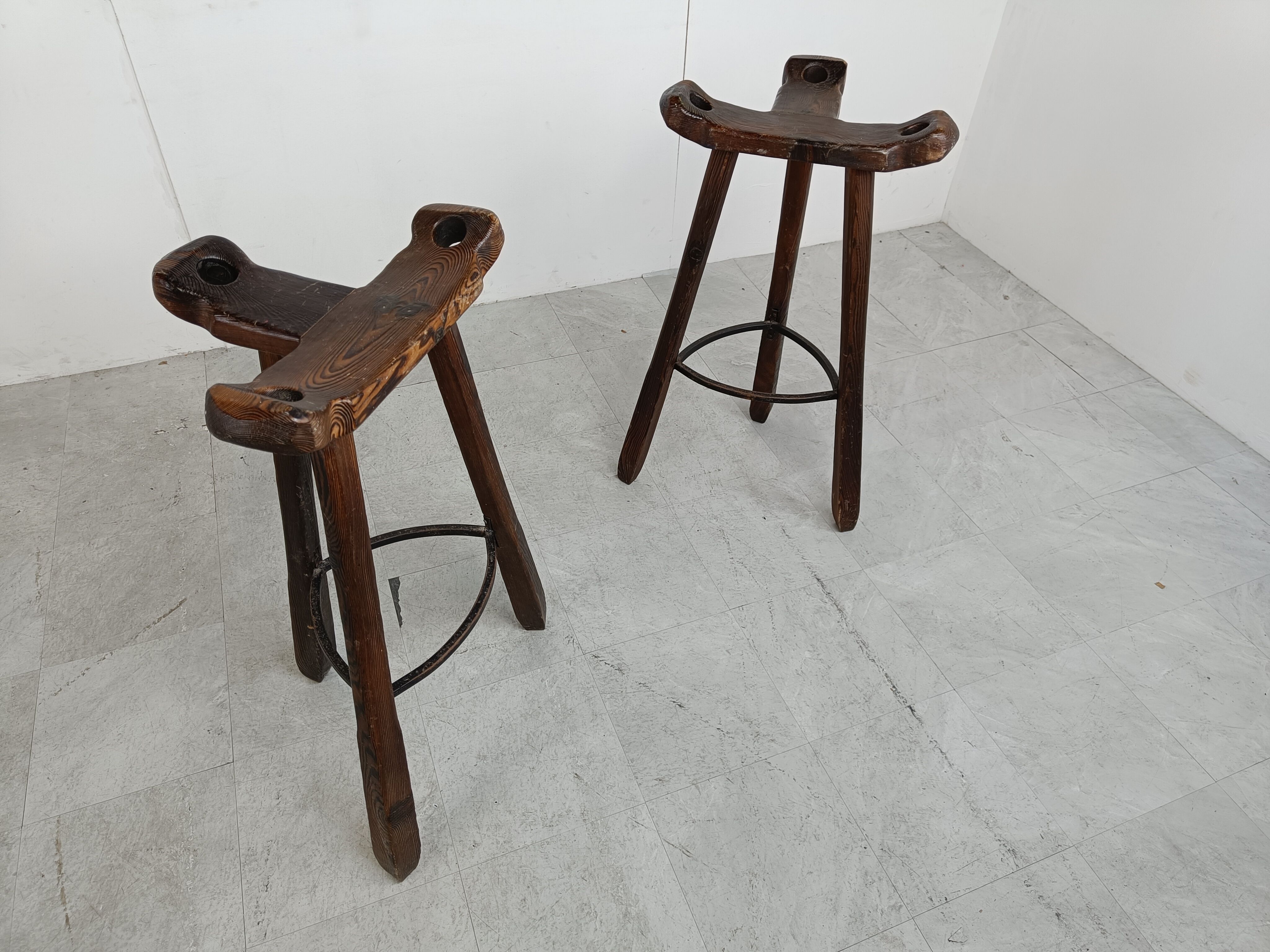 Mid century brutalist bar stools set of 5, 1960s