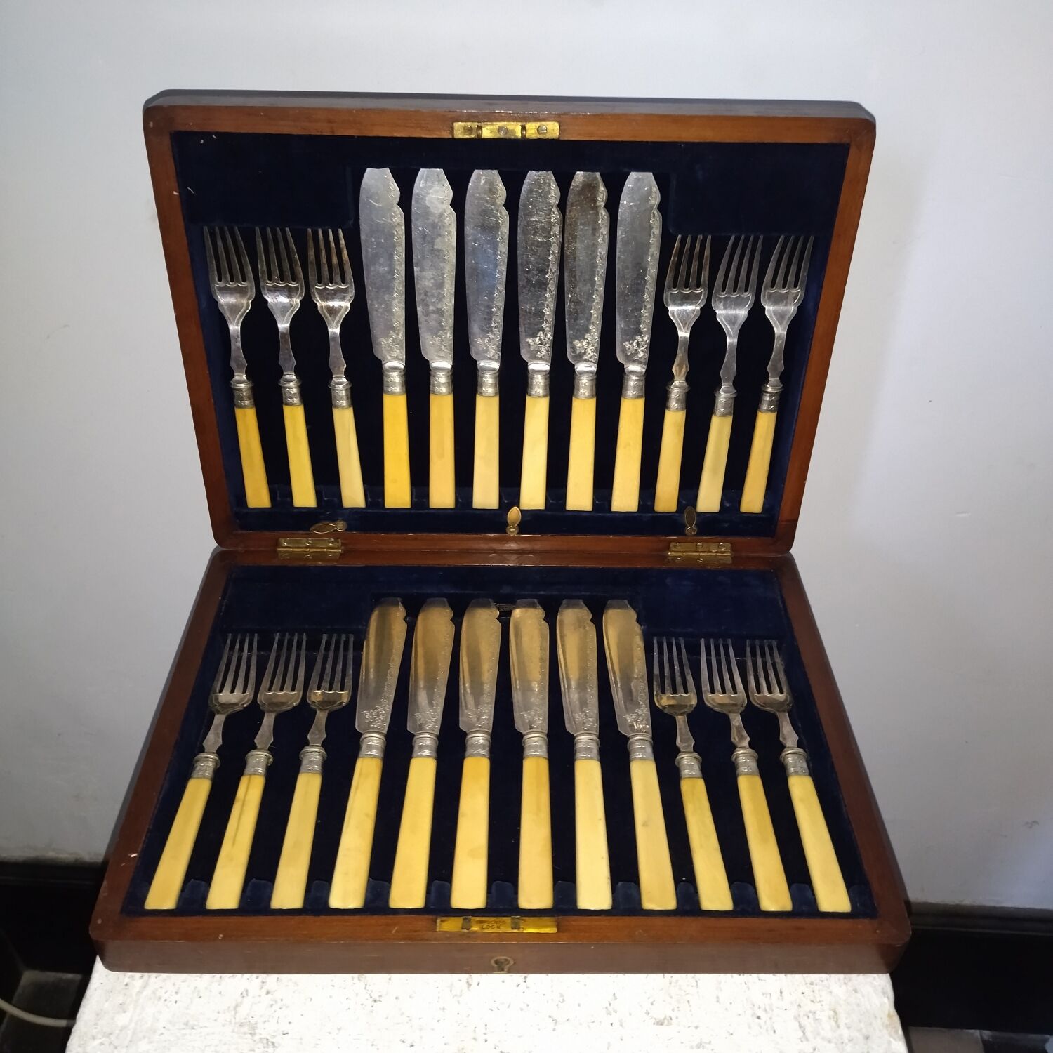 Box 24 cutlery with silver metal fish