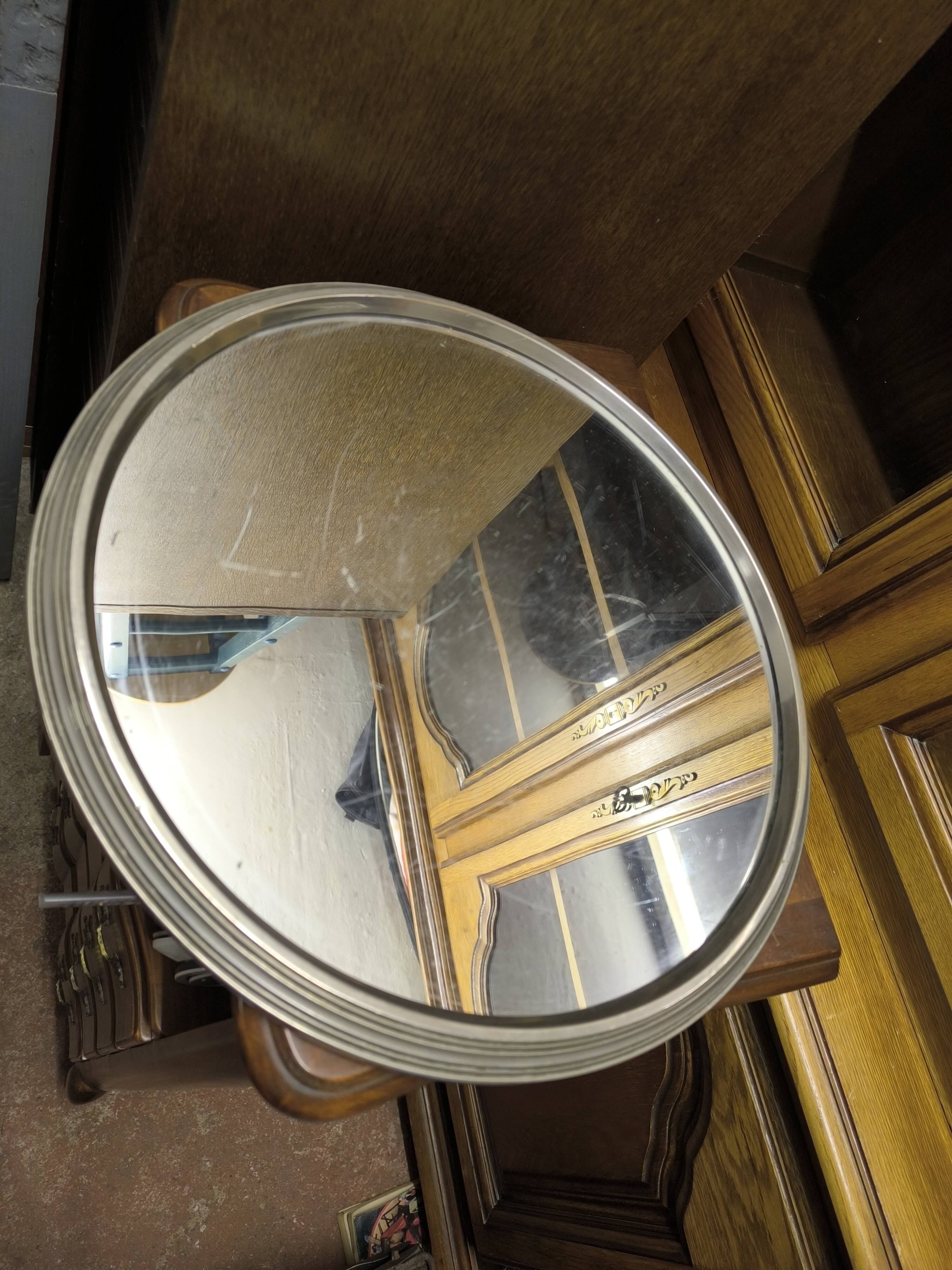 Art Deco aluminum and mirror serving tray