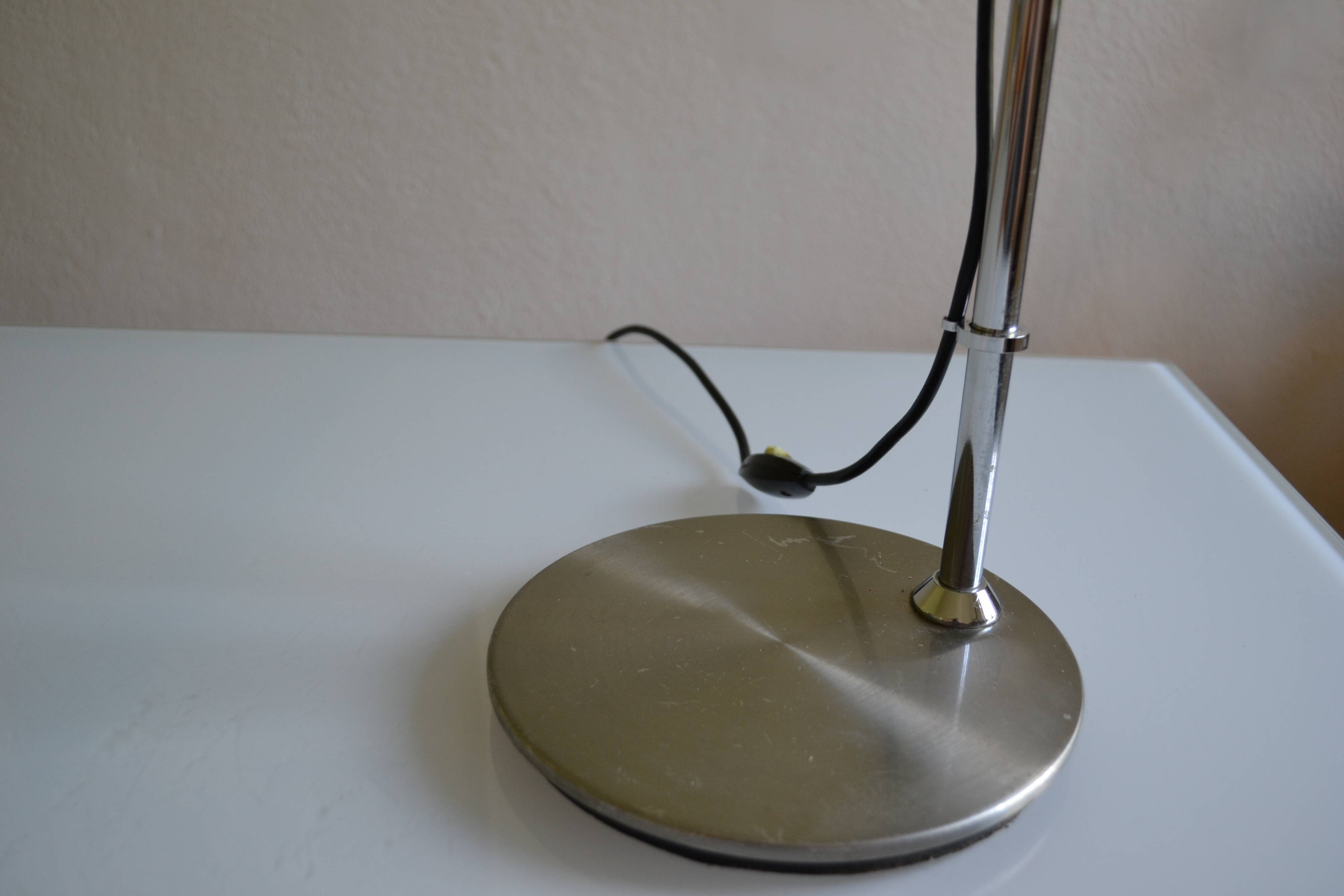 Brushed aluminium and chrome metal desk lamp 70's 1970
