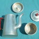 Old aluminum coffee maker, vintage