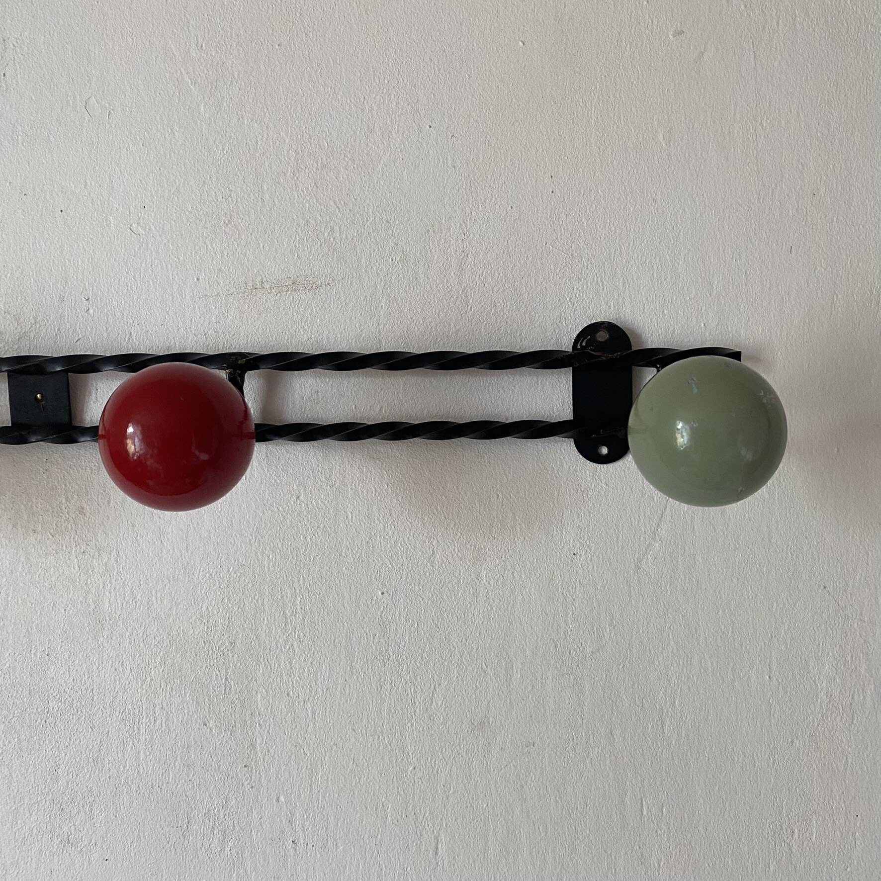 Vintage wooden coat rack balls