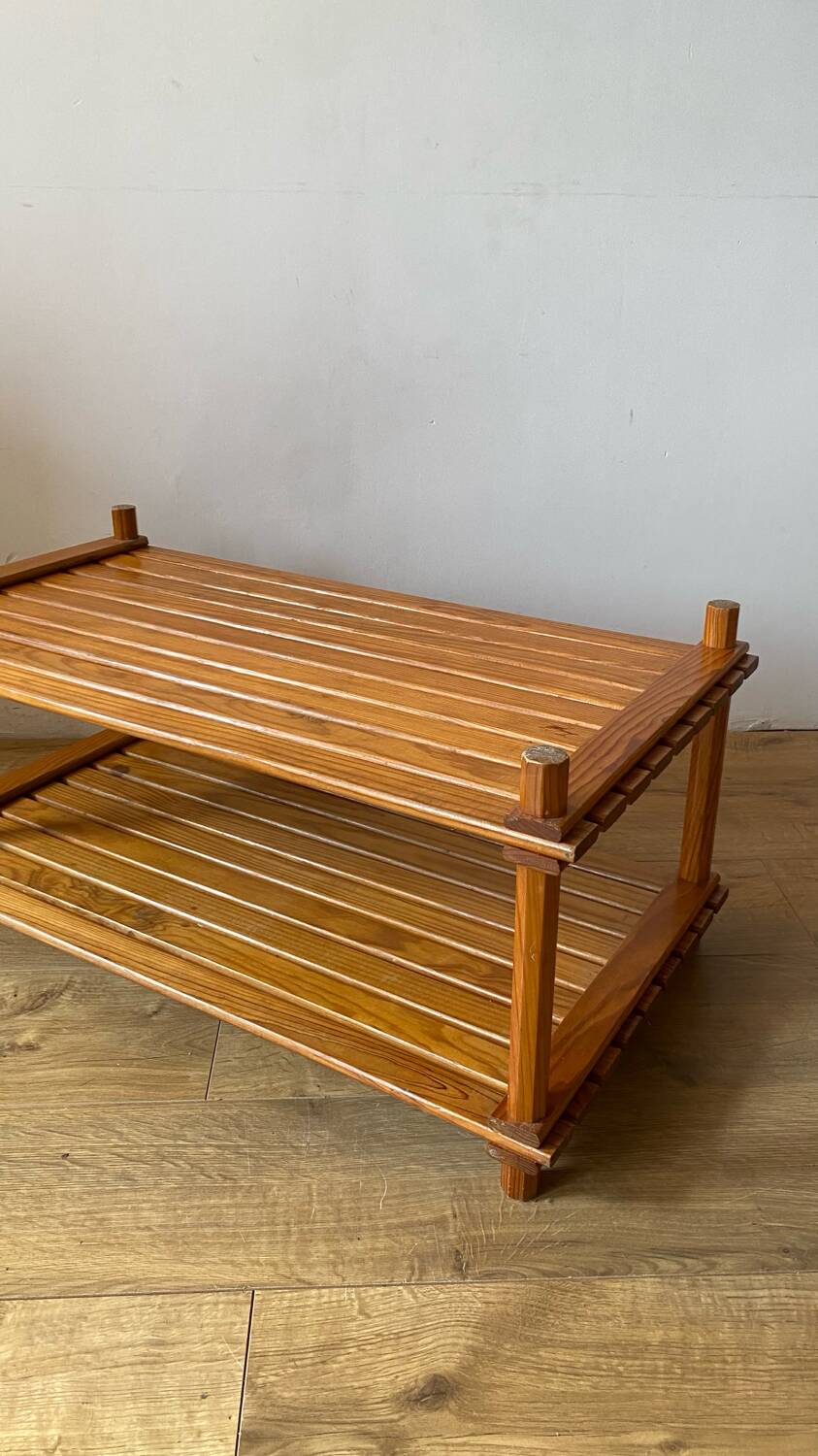 Pine slatted coffee table