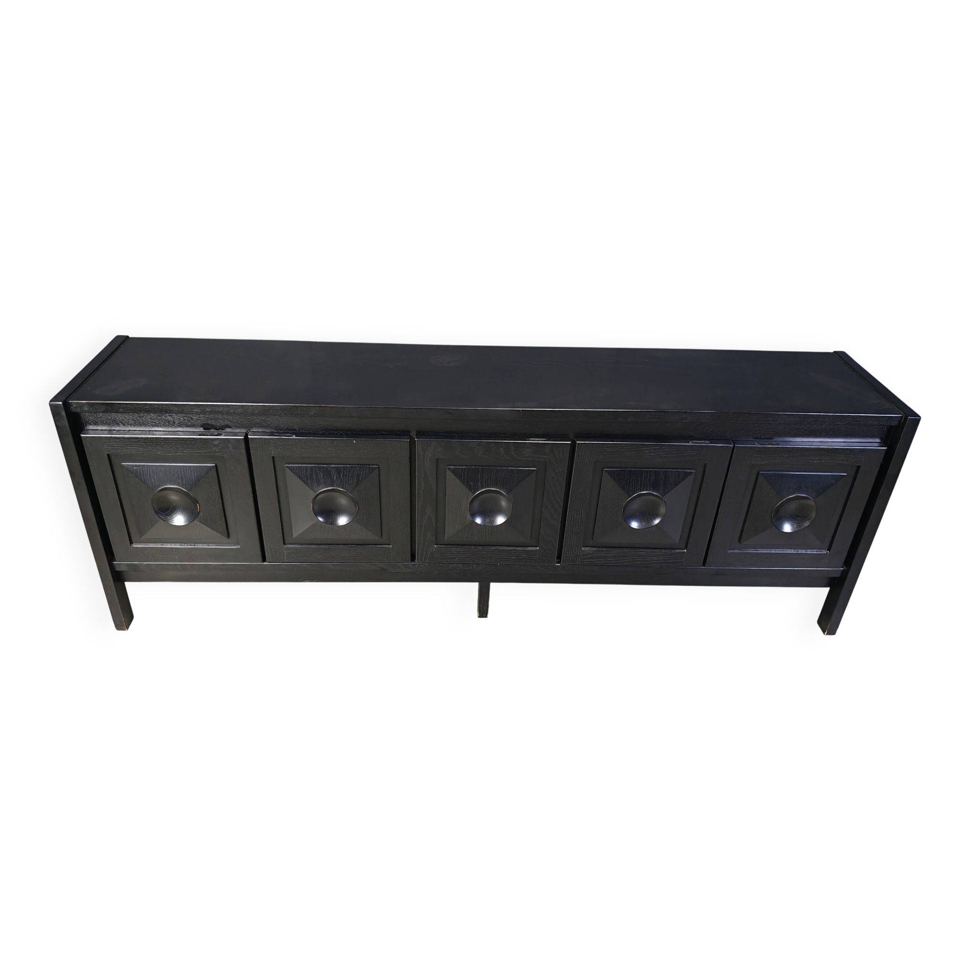 Ebonized wooden brutalist credenza, 1970s