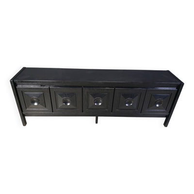 Buffet brutaliste en bois noirci, années 1970