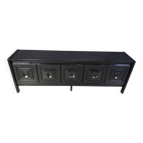 Ebonized wooden brutalist credenza, 1970s