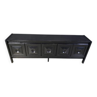 Ebonized wooden brutalist credenza, 1970s