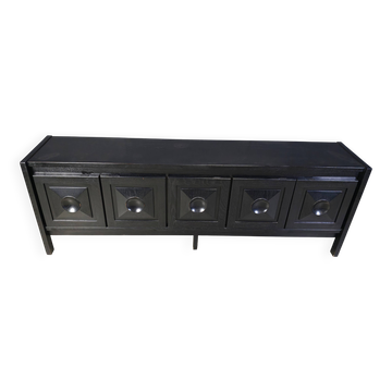 Ebonized wooden brutalist credenza, 1970s