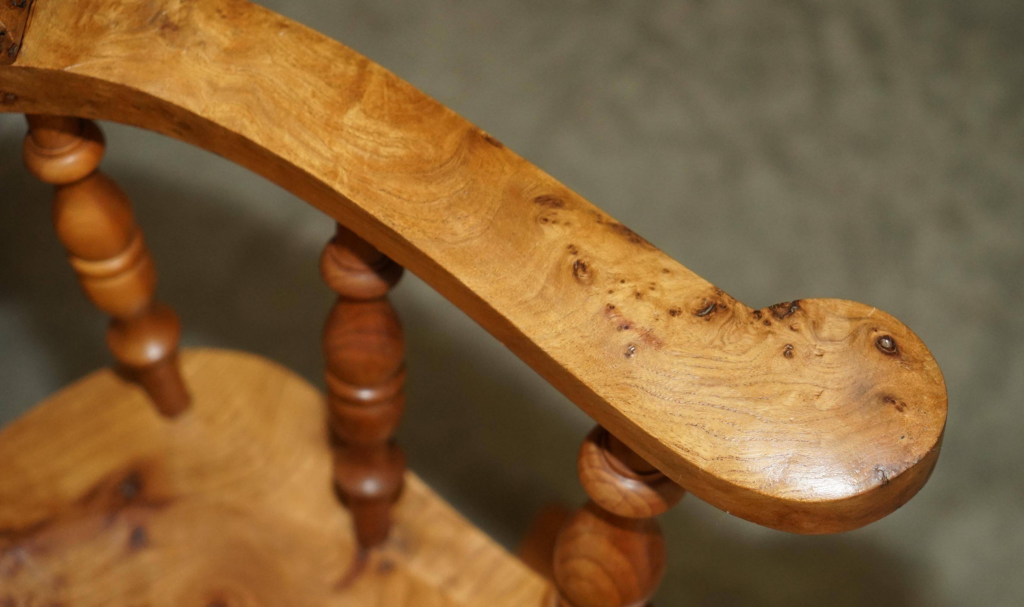 Chaise de bureau pivotante en bois d'if burr - Windsor swivel