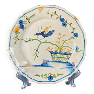 1790s, Rare Antique Nevers Plate, Chinese Style, French Faience